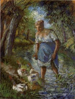 卡米耶 畢沙羅 Peasant Crossing a Stream 卡米耶 畢沙羅 Peasant Crossing a Stream